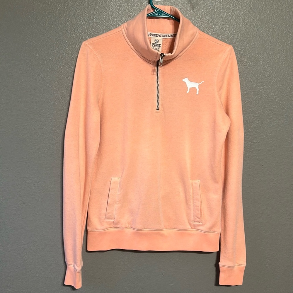 PINK Victoria’s Secret Size XS like New Peach Colored Zip Pull Over